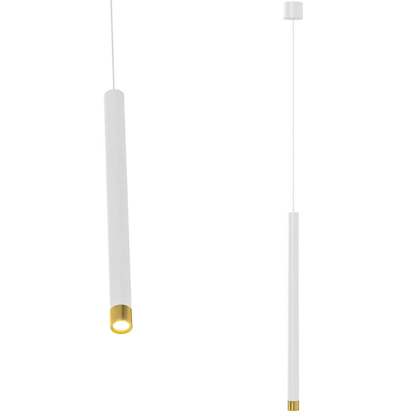 Minimalistyczna lampa wisząca Q I zwis pojedynczy biało złoty