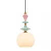 Ceramiczna wisząca lampa 22079 szkło opalowe do przedpokoju mosiądz