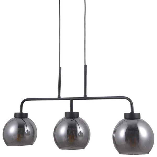 LAMPA wisząca POGGI PND-28028-3 Italux szklana OPRAWA zwis na listwie kule balls czarne przydymione