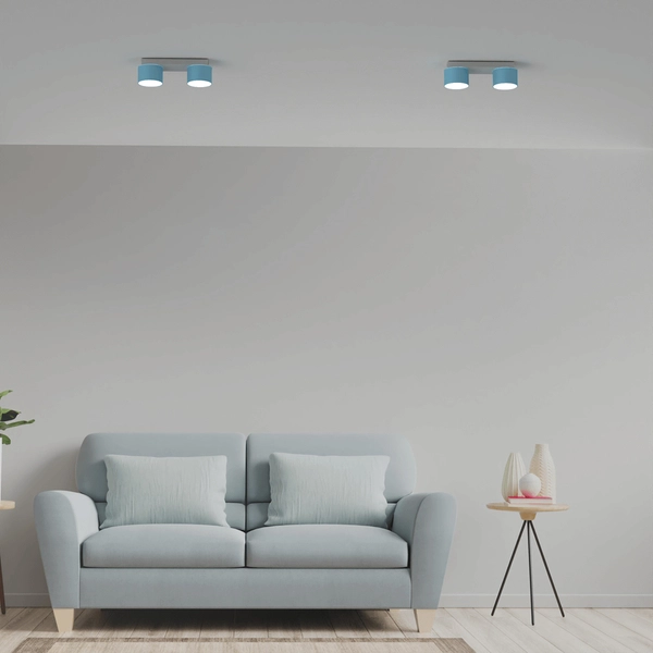 Metalowa lampa sufitowa Dixie tuby białe niebieskie