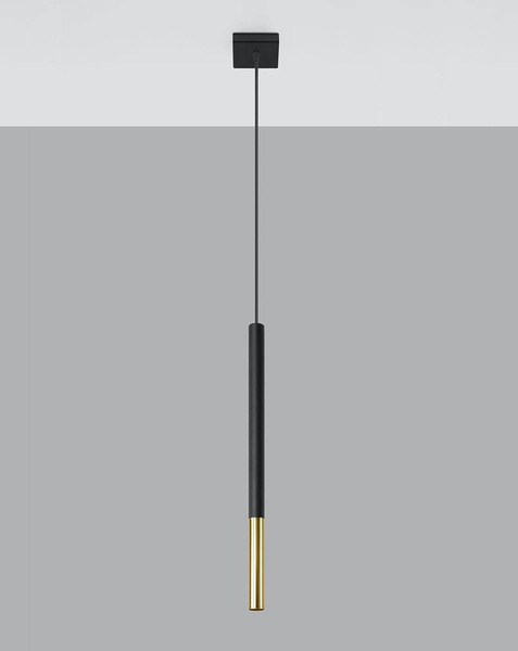 LAMPA wisząca SL.0891 tuba OPRAWA metalowa ZWIS okrągły czarny złoty