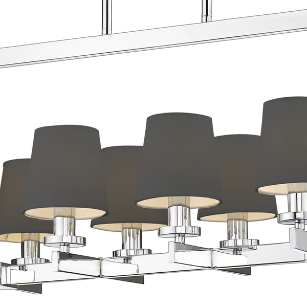 Wisząca lampa 8-punktowa London p08038ch-bk Cosmolight metal tkanina srebrna czarna