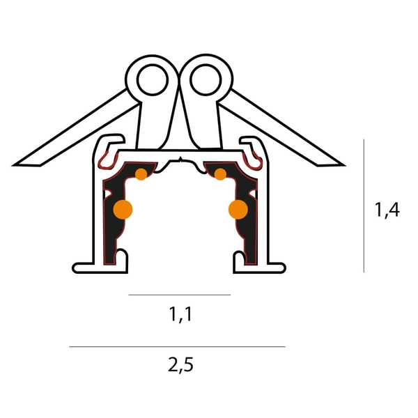 Szynoprzewód magnetyczny sprężynowy MAX NT0011 wpuszczany 1m czarny