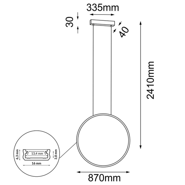 Lampa wisząca Agaro 5315 Shilo LED 27W 4000K circle z regulacją złota