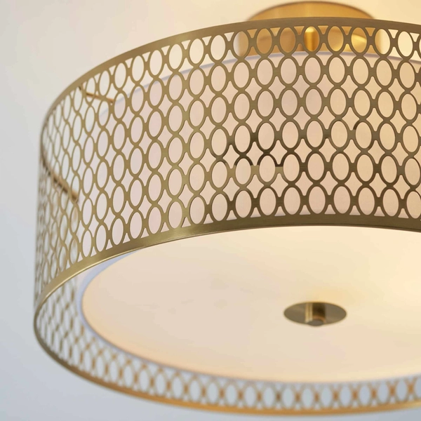 Przysufitowa lampa Cordero 101568 metalowa tkanina biały złoty