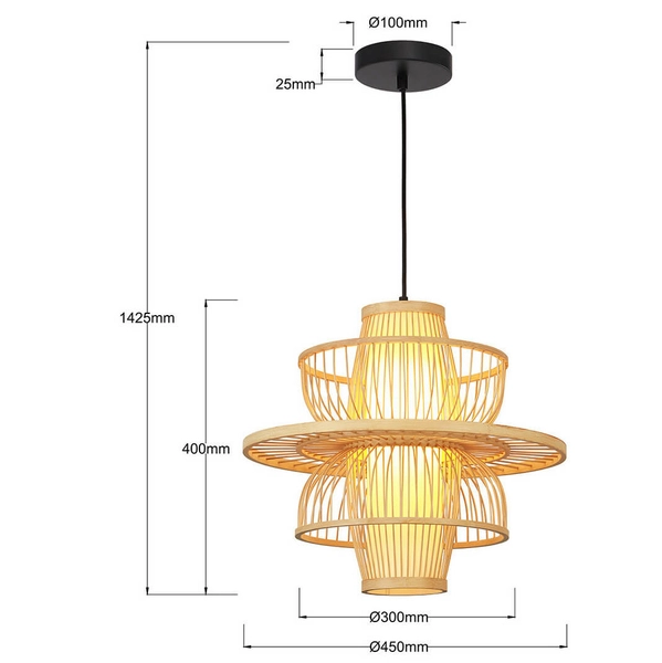 Wisząca lampa skandynawska Astra LP-3110/1P NT boho drewniana beżowa