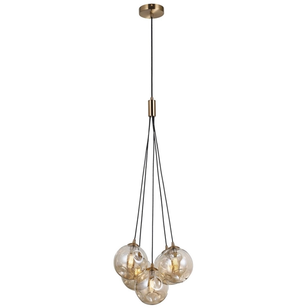 Lampa zwisowa do sypialni Perlos PND-54456-5-HB-AMB Italux mosiądz