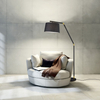 Tekstylna lampa podłogowa Tracy 462100132 Trio do salonu metalowa czarna outlet