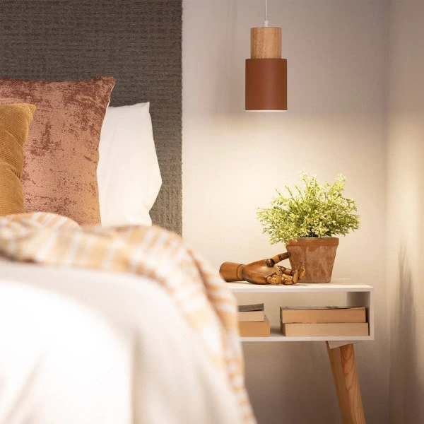 Wisząca lampa skandynawska Vita ABR-ZE27-VITA-BR tuba brązowa