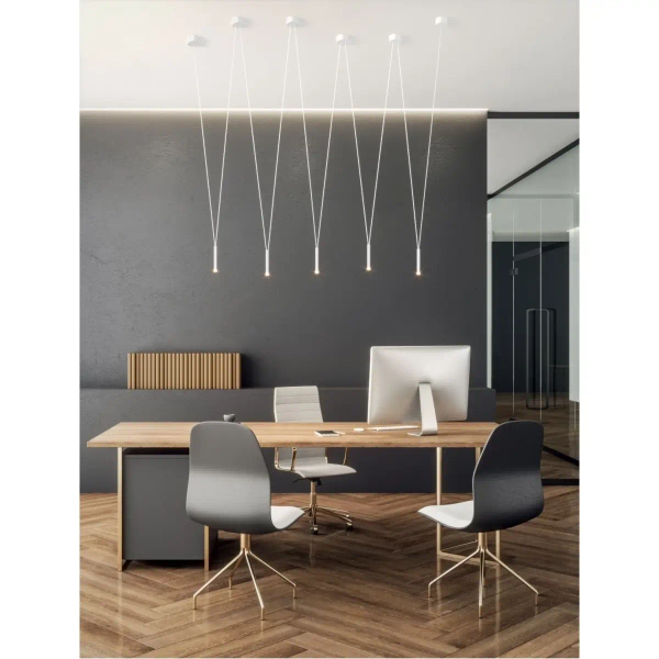 Designerska LAMPA wisząca Viva V Bianco Orlicki Design loftowa OPRAWA metalowy zwis kaskada biała