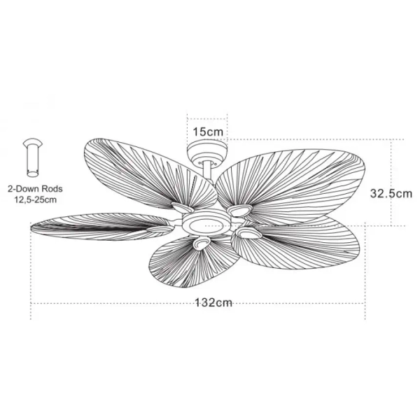Designerski wentylator sufitowy 19139 liść palmowy brązowa pomarańczowy