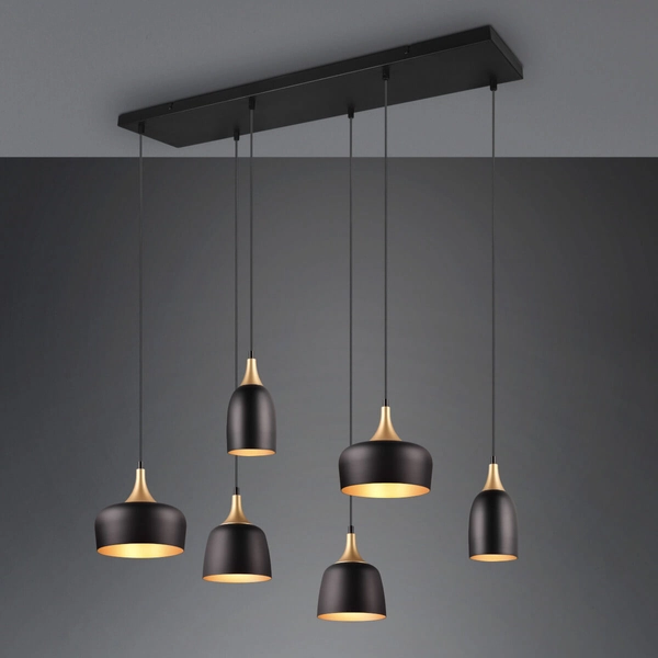 Wisząca salonowa lampa CHIRAZ 310500632 Trio metalowa czarny złoty