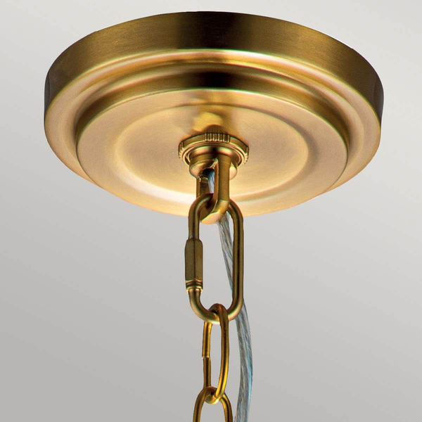 Kulista lampa wisząca Tabby FE-TABBY-P-S-BB szklana na łańcuchu mosiądz