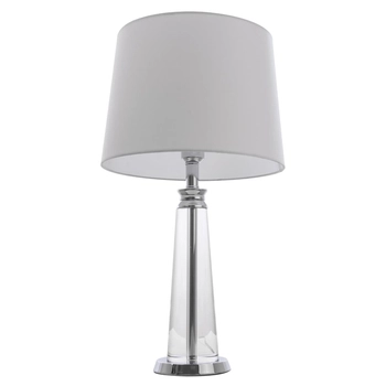 Klasyczna lampa stołowa Charlotte T01332CH-WH Cosmolight metal tkanina srebrna biała