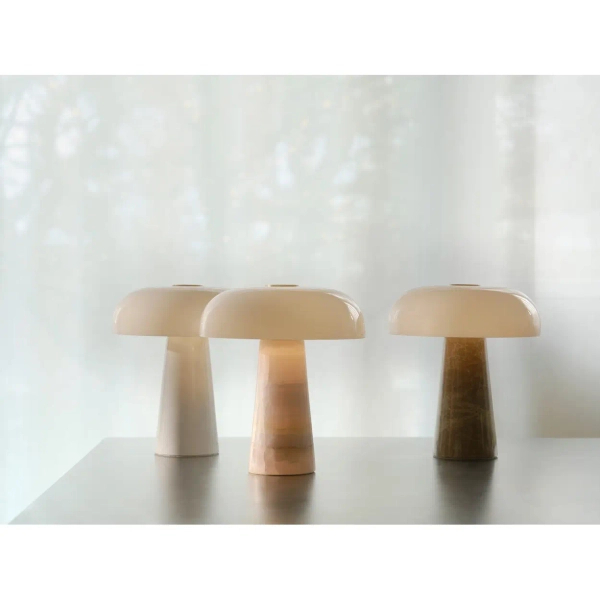 Stołowa lampka nocna Glossy 2520015009 marmurowa beżowa biała