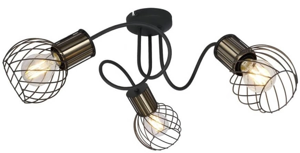 Nasufitowa lampa loft Argusto 54013-3 sticks czarna złota
