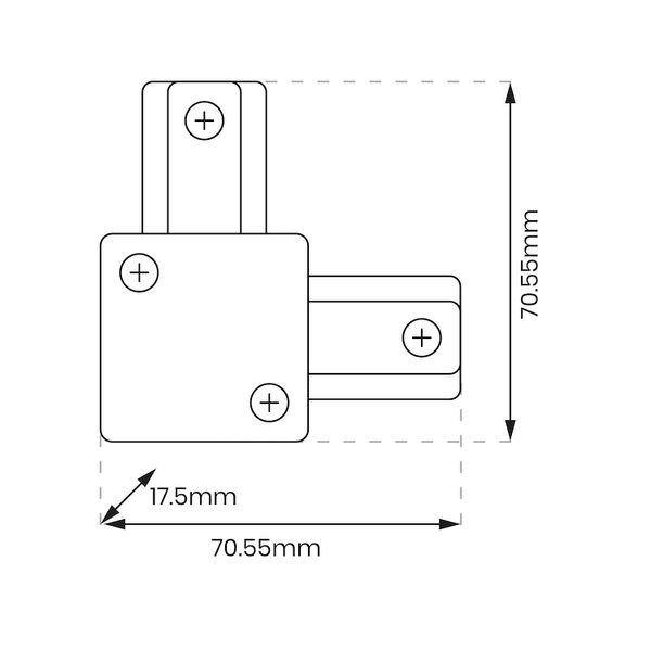 Jednobwodowy łącznik-L do systemu szynowego Track Light ML0711 biały