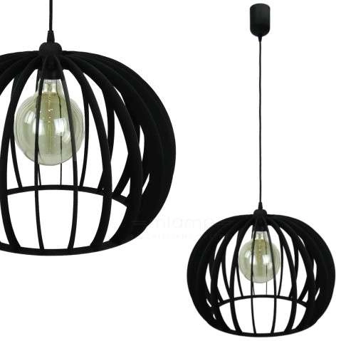 Druciana LAMPA wisząca 137623690555 TEAM metalowa OPRAWA loftowy ZWIS klatka kula ball hygge czarna
