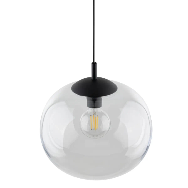 Szklana lampa wisząca VIBE 4817 do sypialni kula czarny przezroczysty