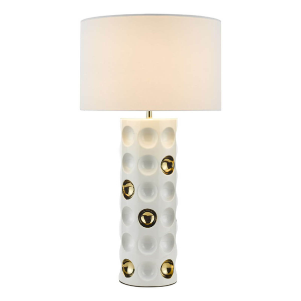 Ceramiczna lampa stołowa Dimple DIM422 Dar Lighting biała złota