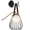 Kinkiet LAMPA ścienna BACOLI LP-1212/1W BK metalowa OPRAWA druciana klatka na skórzanym pasku czarna OUTLET
