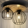 Metalowa lampa sufitowa Cyber 32355 hygge do pokoju czarna drewno