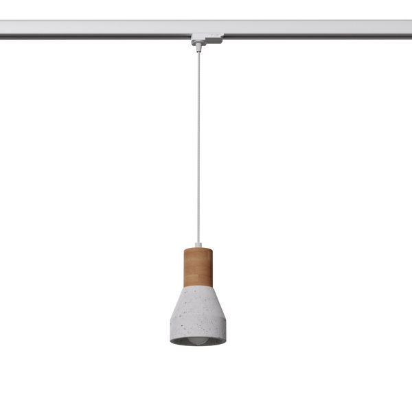 Szynowa lampa wisząca do systemu 3-faz QUBIC MYL.00144 szara drewniana