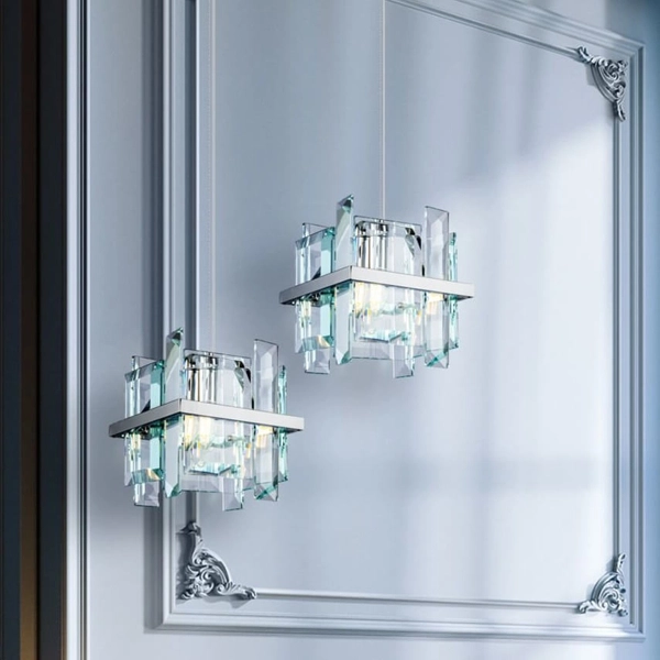 Lampa wisząca Cerezo MOD201PL-01N crystal chrom przezroczysta