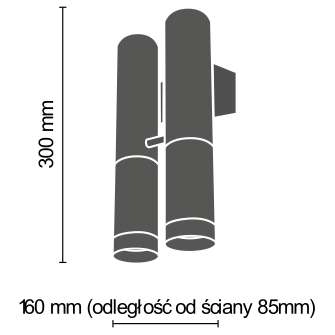 Kinkiet lampa ścienna KAVOS 0381 2-punktowa tuby przyścienne czarne złote