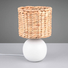 Nocna lampka pleciona do sypialni VINA 518900101 ceramiczna biały drewniany