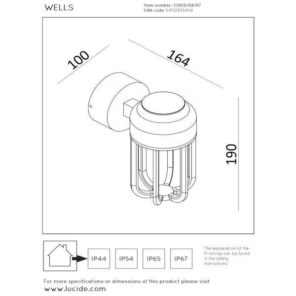 Ledowa ścienna lampa Wells 33808/08/97 LED 8W 2700K IP54 brązowy