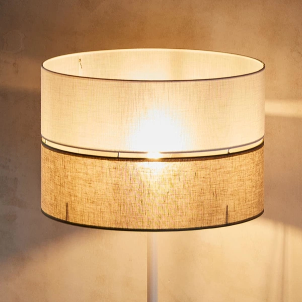 Podłogowa lampa jutowy klosz Linobianco 5241 TK Lighting brązowa biała