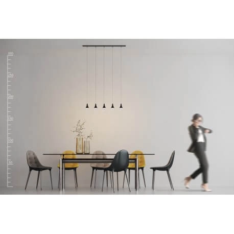 5-punktowa lampa wisząca Dalmatia LED 25W do salonu czarna