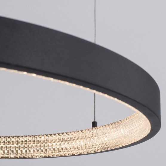 Wisząca LAMPA glamour MORON LE41723 Luces Exclusivas metalowa OPRAWA pierścień ZWIS LED 37W 3000K z krysztakami czarny