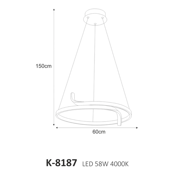 Industrialna lampa wisząca Kalpa K-8187 LED 58W 4000K koło metalowa czarna