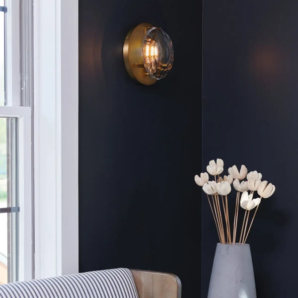 Jadalniany kinkiet na ścianę Leo QN-LEO-WB1-HB okrągły mosiądz