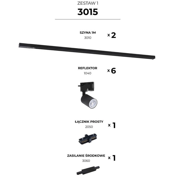 Zestaw szynowy jednoobwodowy Tracer 3015 Zumaline metalowy czarny