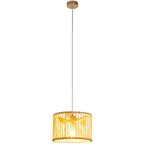 Wisząca lampa skandynawska REVE 184617174 okrągła pleciony boho kremowy