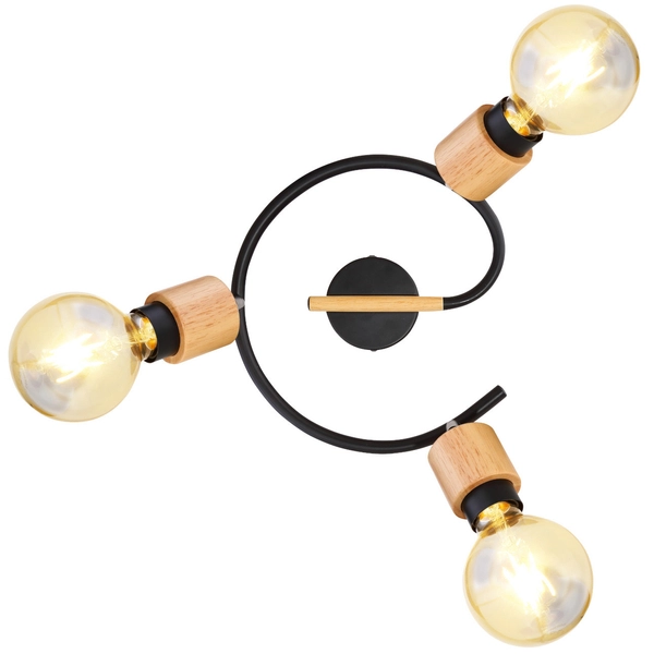 Regulowana LAMPA sufitowa JORNA 54031-3 Globo metalowa OPRAWA reflektorki czarne drewno