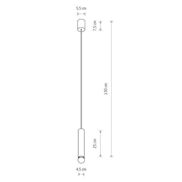 Minimalistyczna lampa wisząca Baton 7852 tuba pokojowa czarna