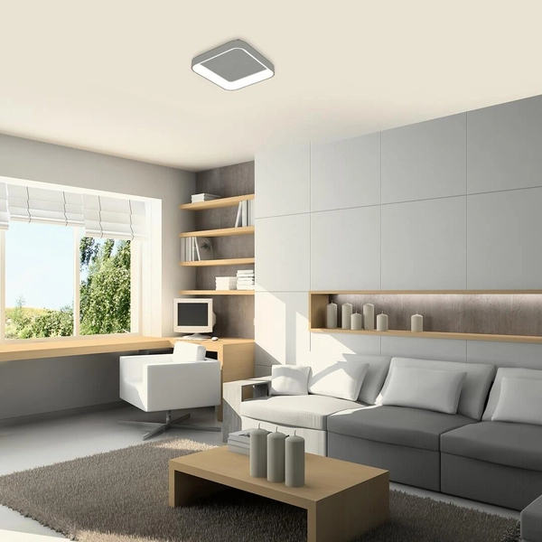 Sufitowa LAMPA plafoniera ADELINE 3926 Rabalux kwadratowa OPRAWA plafon LED 28W 3000K - 6000K z pilotem szary