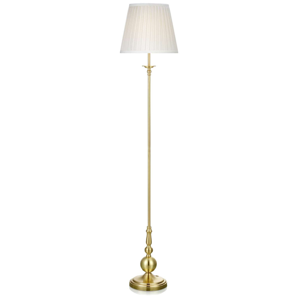 Klasyczna LAMPA podłogowa IMPERIA 106322 Markslojd abażurowa OPRAWA stojąca mosiądz biała