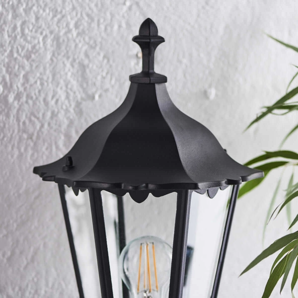 Industrialny kinkiet Burford 76548 Endon z sensorem IP44 czarny przezroczysty