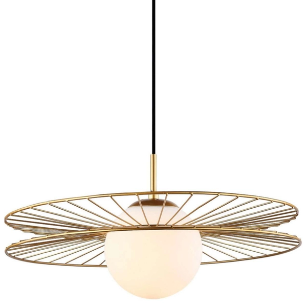 LAMPA wisząca SANDY MDM-4002/1 GD Italux okrągła OPRAWA druciana ZWIS kapelusz złoty