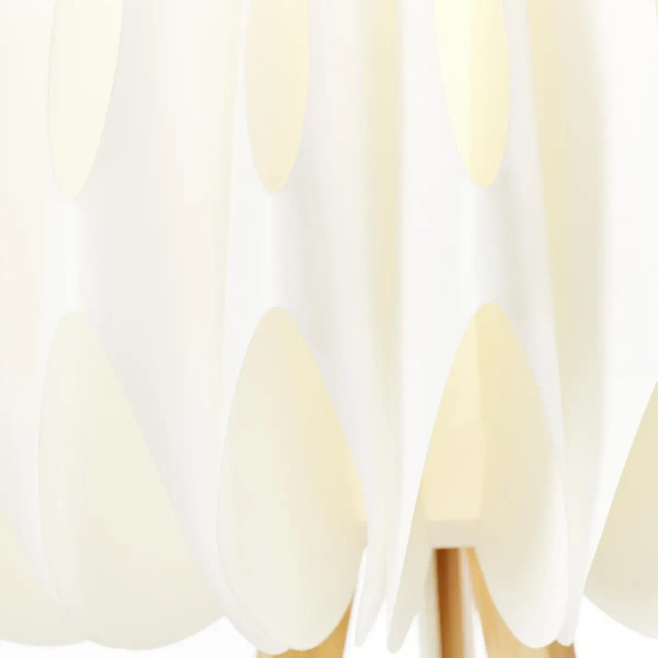 Abażurowa lampa podłogowa Inna 93047/75 biała drewniana