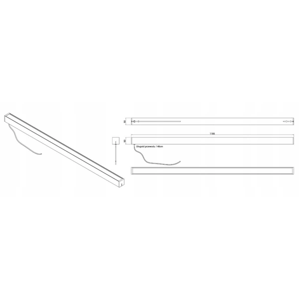 Wisząca lampa biurowa Office CGLAMPLIN40W listwa LED 40W czarna