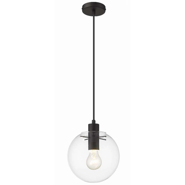 LAMPA wisząca PUERTO LP-004/1P S BK Light Prestige loftowa OPRAWA skandynawski ZWIS szklana kula przezroczysta czarna