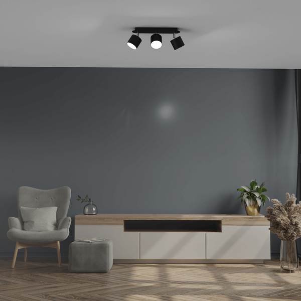 Reflektorowa lampa sufitowa Dixie nad kuchenną wyspę czarna