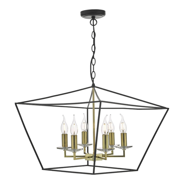Świecznikowy żyrandol Gretchen GRE0654 Dar Lighting metalowy czarny złoty
