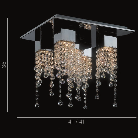 Przezroczysta LAMPA sufitowa LARIX MX93708-5B Italux kryształowa OPRAWA plafon glamour crystal chrom